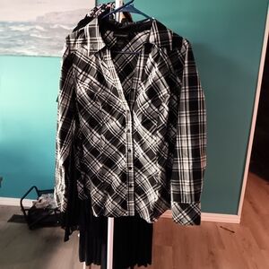 Lane Bryant Black and White Plaid Women's Blouse